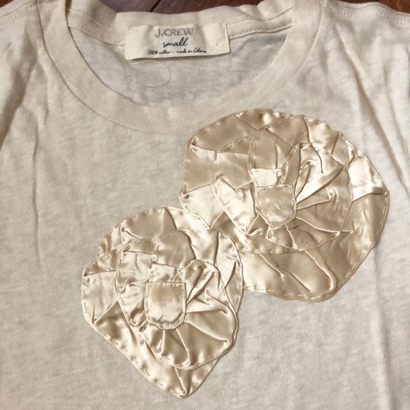 NWOT J Crew Cotton Tee with Satin Detail - Picture 2 of 2